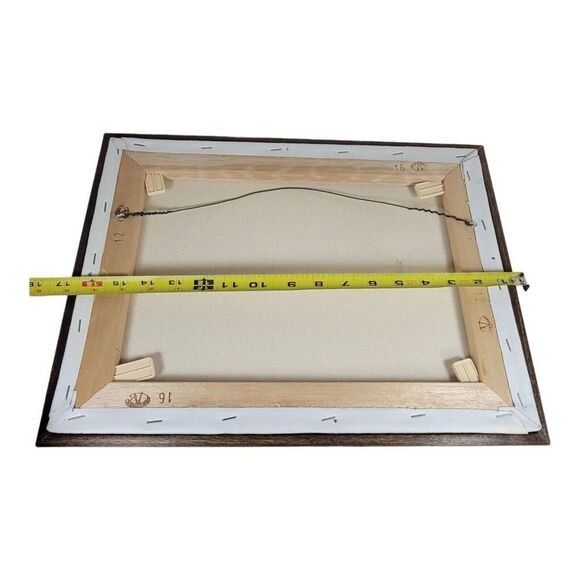 Baby Nursery Canvas Painting Teddy Bear Old Time Train Signed R. Smith Vintage - Picture 7 of 8